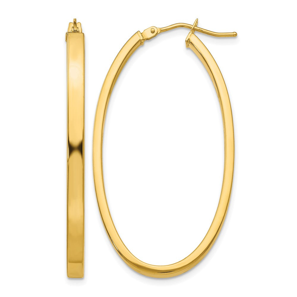 14k 3x Polished Oval Tube Hoop Earrings