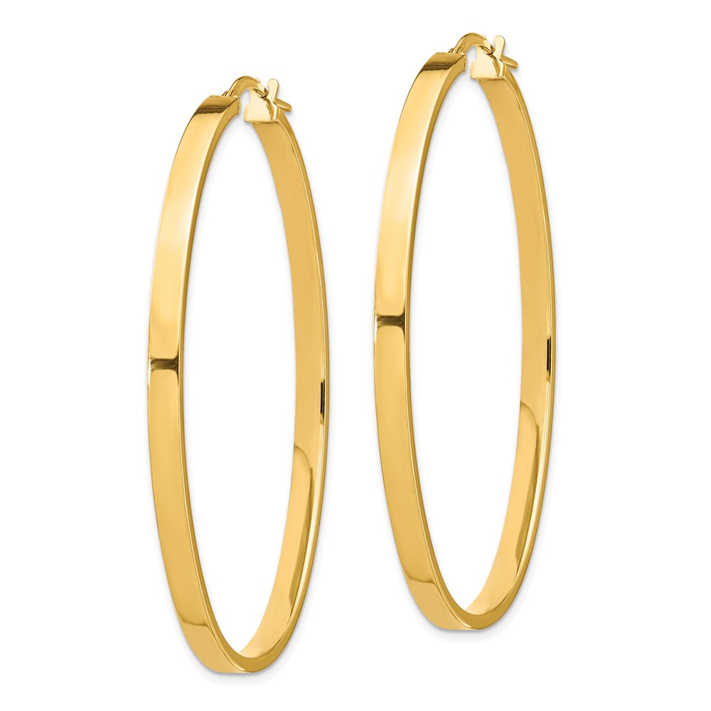 14k 3x Polished Large Oval Tube Hoop Earrings