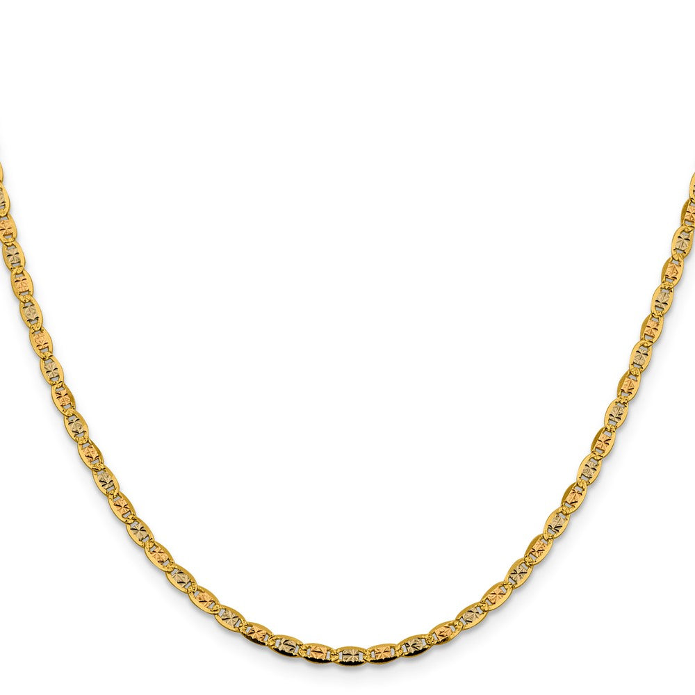 14K Tri-color PavÂ Valentino with Lobster Clasp Chain