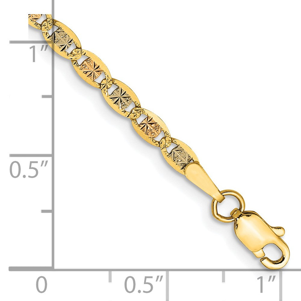 14K Tri-color Pav√á Valentino with Lobster Clasp Bracelet