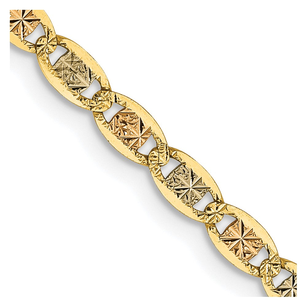 14K Tri-color PavÂ Valentino with Lobster Clasp Chain
