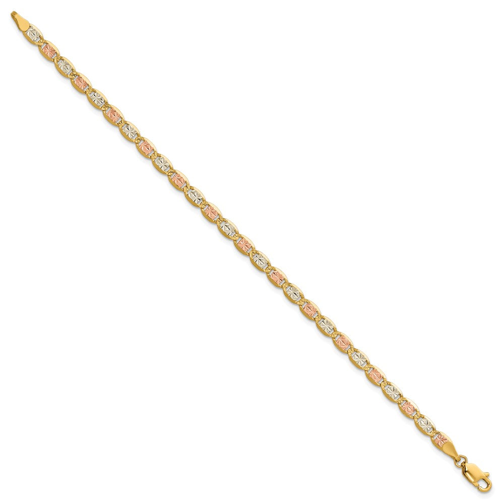 14K Tri-color PavÂ Valentino with Lobster Clasp Bracelet