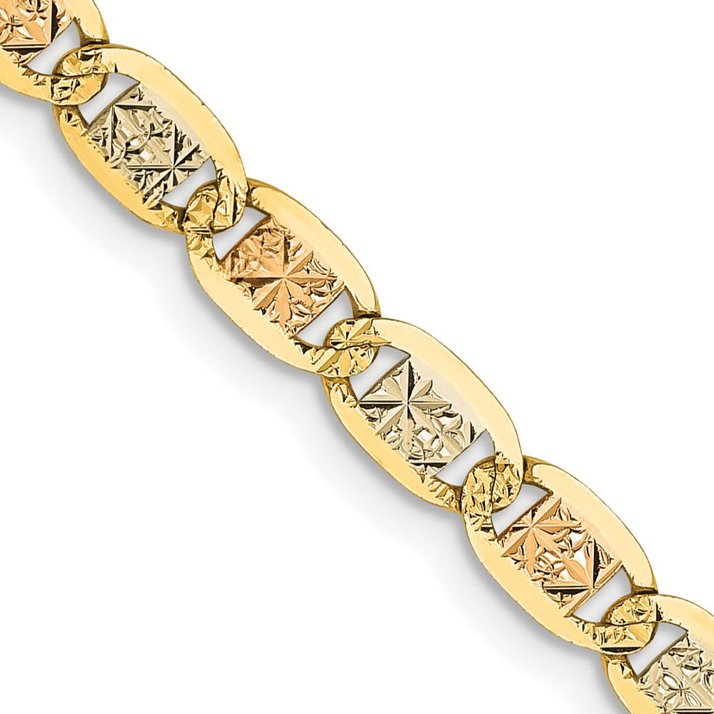 14K Tri-color PavÂ Valentino with Lobster Clasp Chain