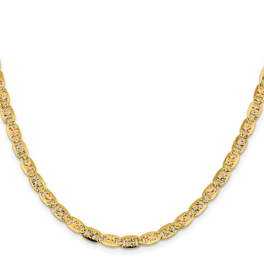 14K Tri-color PavÂ Valentino with Lobster Clasp Chain