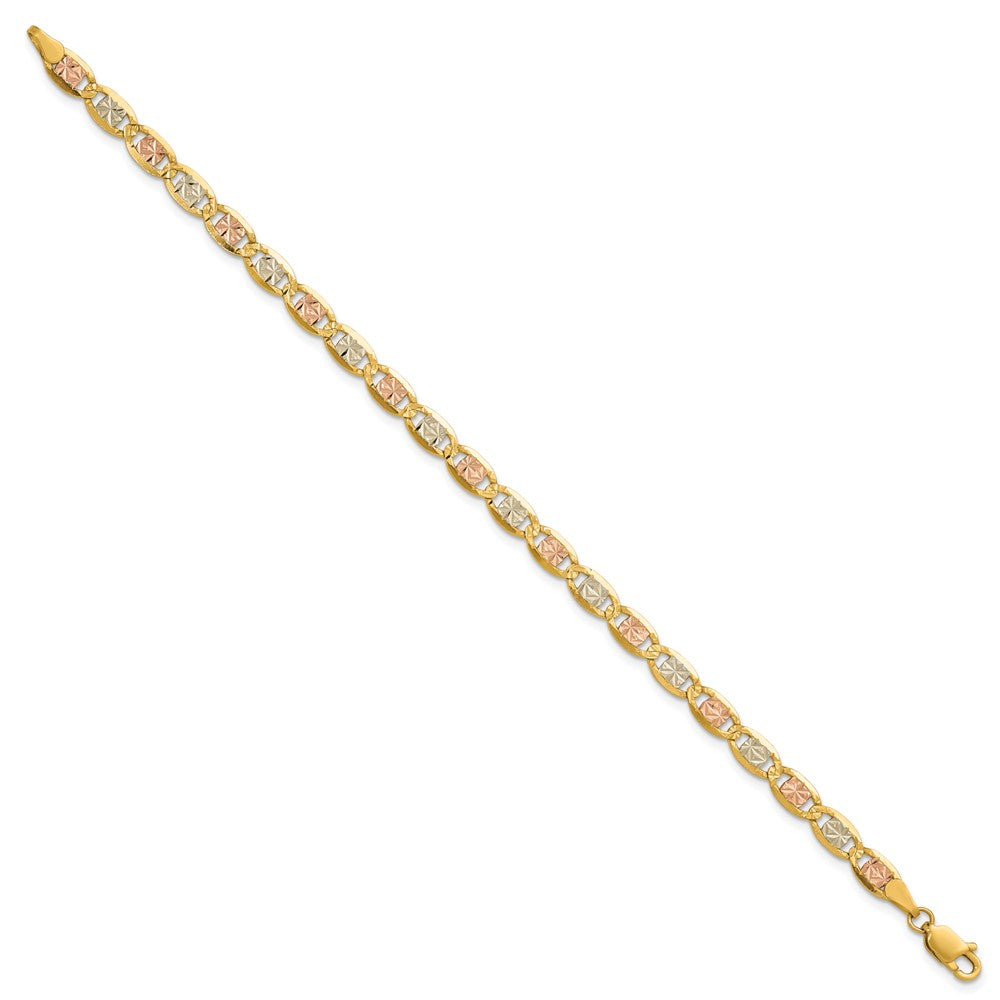 14K Tri-color PavÂ Valentino with Lobster Clasp Bracelet