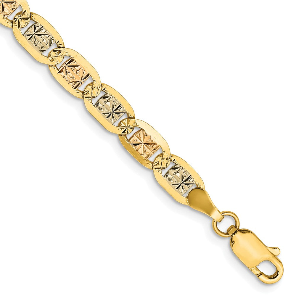 14K Tri-color PavÇ Valentino with Lobster Clasp Bracelet