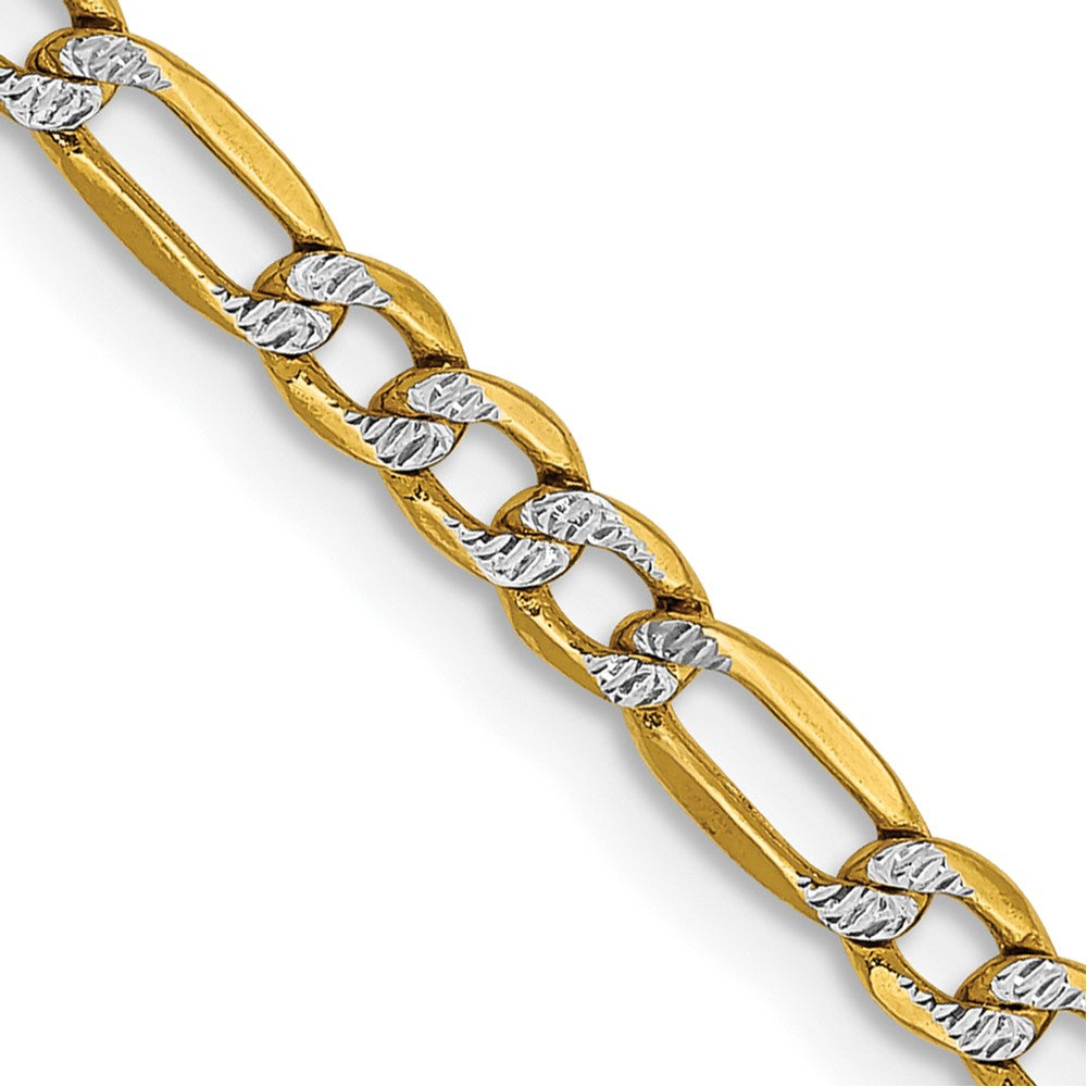 14K Semi-Solid with Rhodium PavÇ Figaro with Lobster Clasp Chain