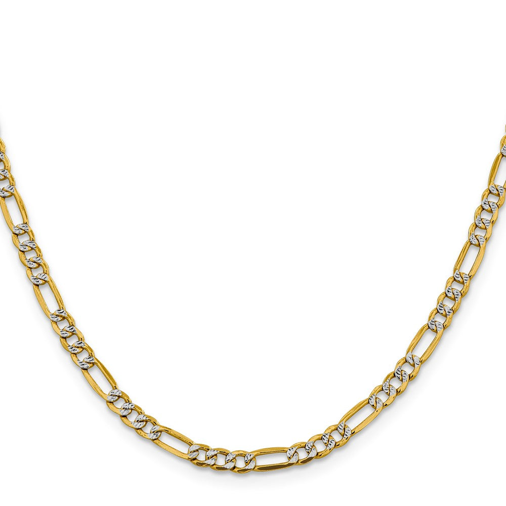 14K Semi-Solid with Rhodium PavÇ Figaro with Lobster Clasp Chain