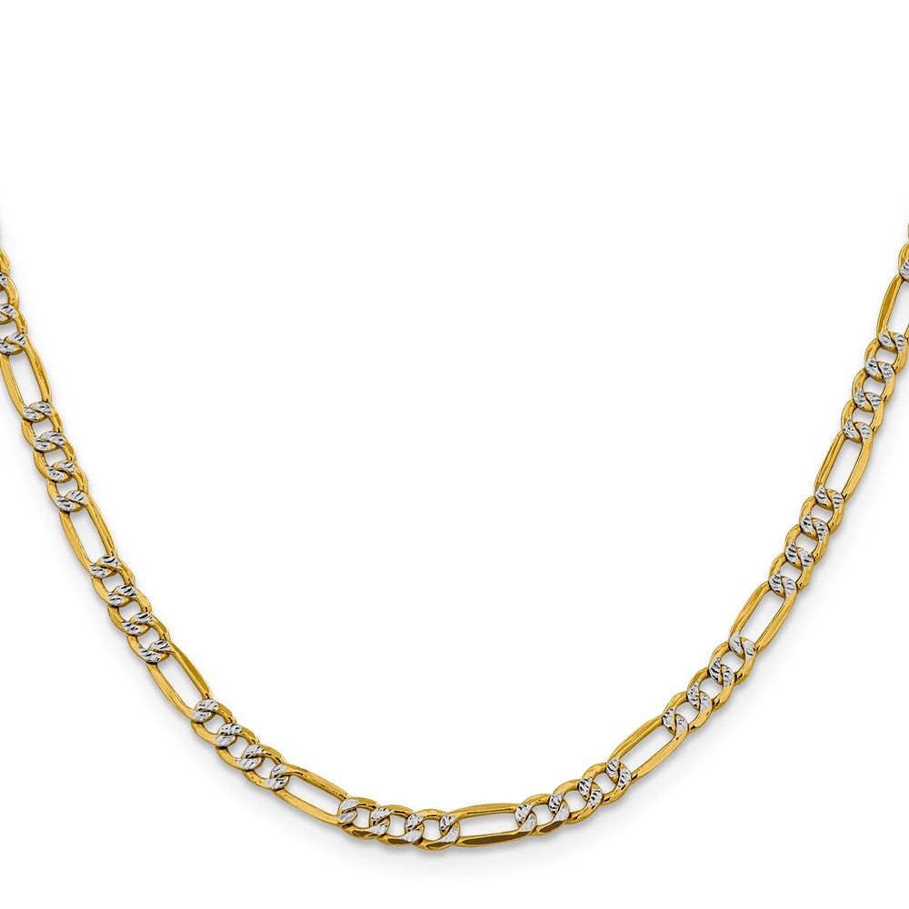 14K Semi-Solid with Rhodium Pav Figaro with Lobster Clasp Chain