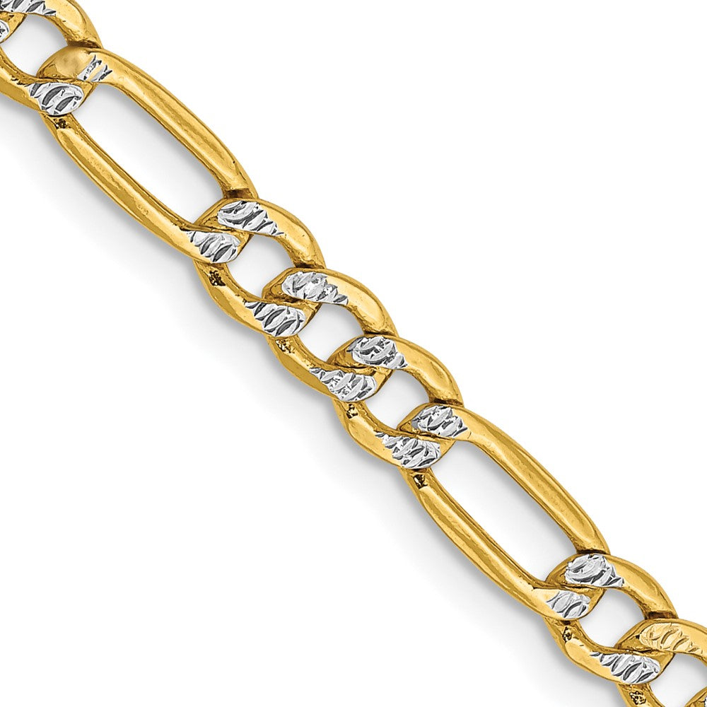14K Semi-Solid with Rhodium Pav Figaro with Lobster Clasp Chain