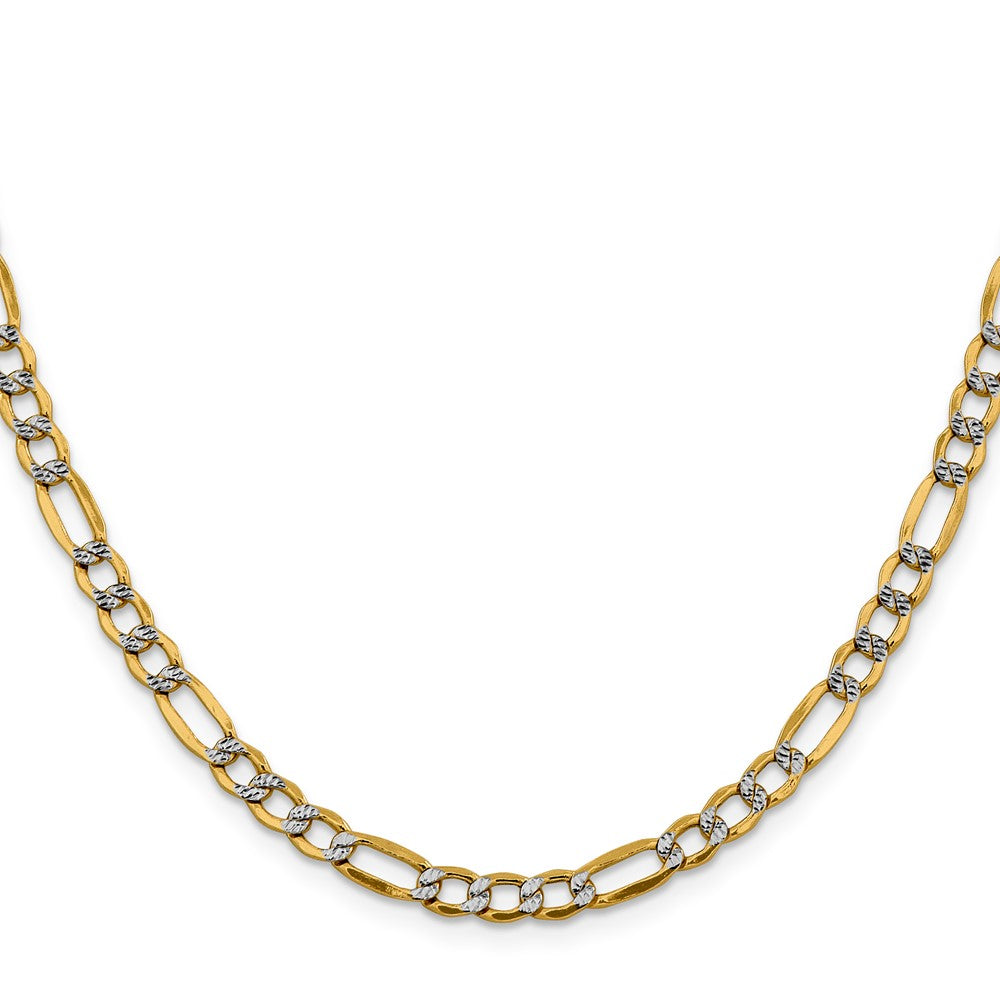 14K Semi-Solid with Rhodium Pav Figaro with Lobster Clasp Chain