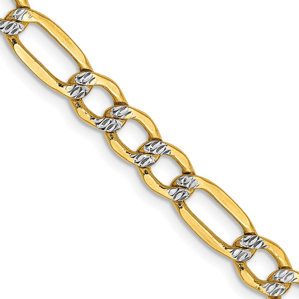 14K Semi-Solid with Rhodium PavÇ Figaro with Lobster Clasp Chain