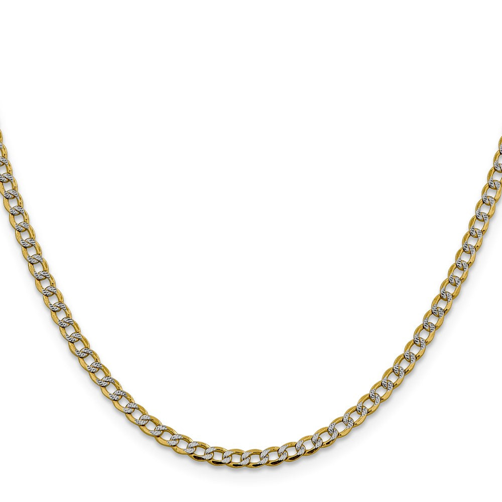 14K Semi-Solid with Rhodium Pav√á Curb with Lobster Clasp Chain