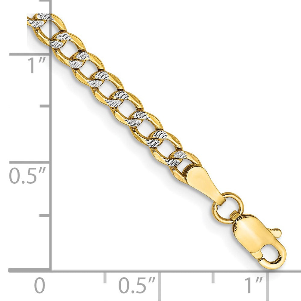 14K Semi-Solid with Rhodium PavÇ Curb with Lobster Clasp Bracelet