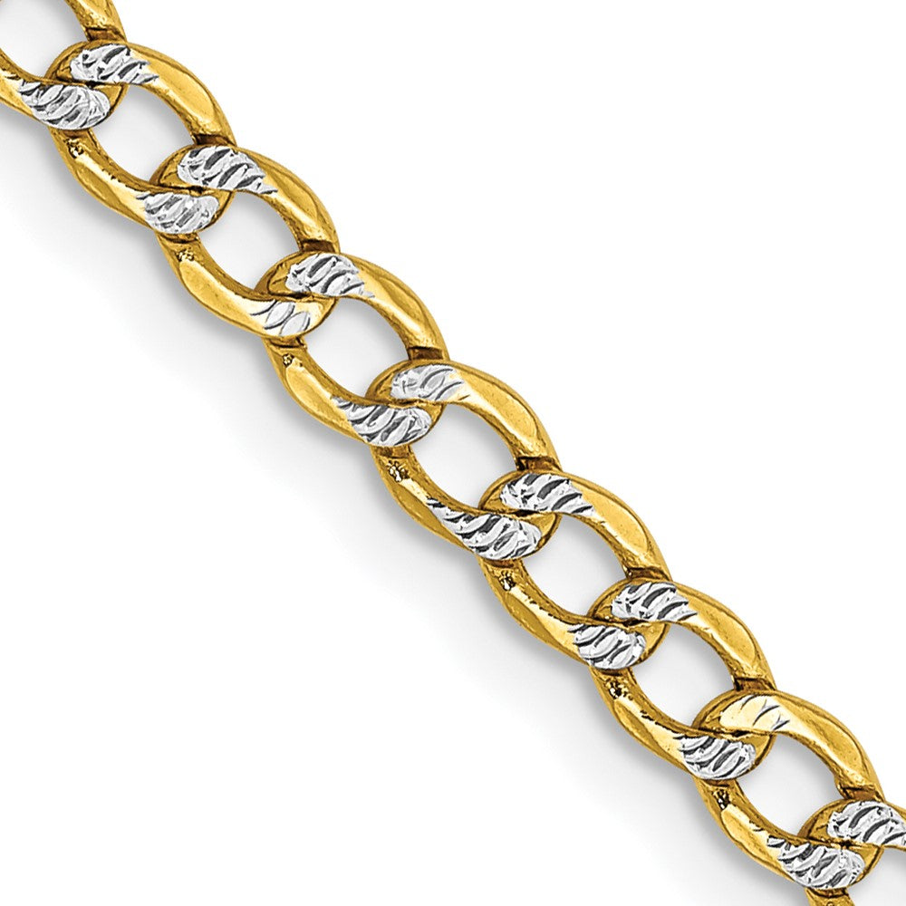 14K Semi-Solid with Rhodium PavÂ Curb with Lobster Clasp Chain