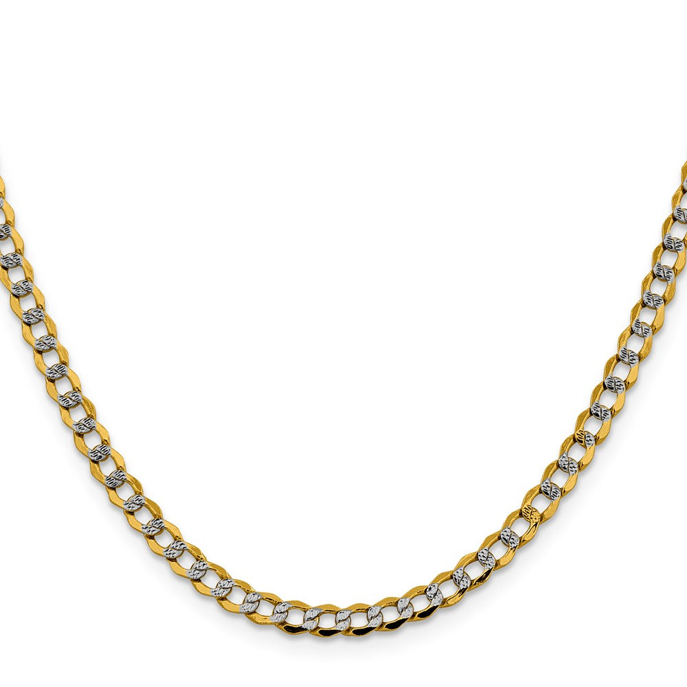 14K Semi-Solid with Rhodium PavÂ Curb with Lobster Clasp Chain