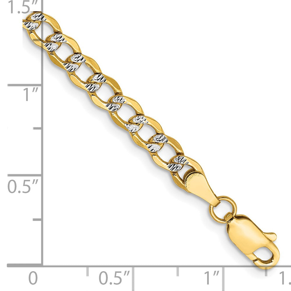 14K 8 inch 4.3mm Semi-Solid with Rhodium PavÇ Curb with Lobster Clasp Bracelet