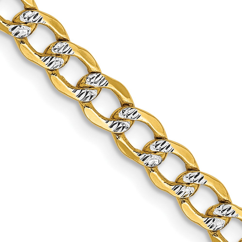 14K Semi-Solid with Rhodium PavÇ Curb with Lobster Clasp Chain