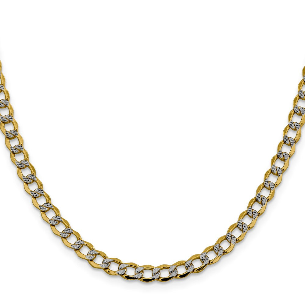 14K Semi-Solid with Rhodium PavÇ Curb with Lobster Clasp Chain