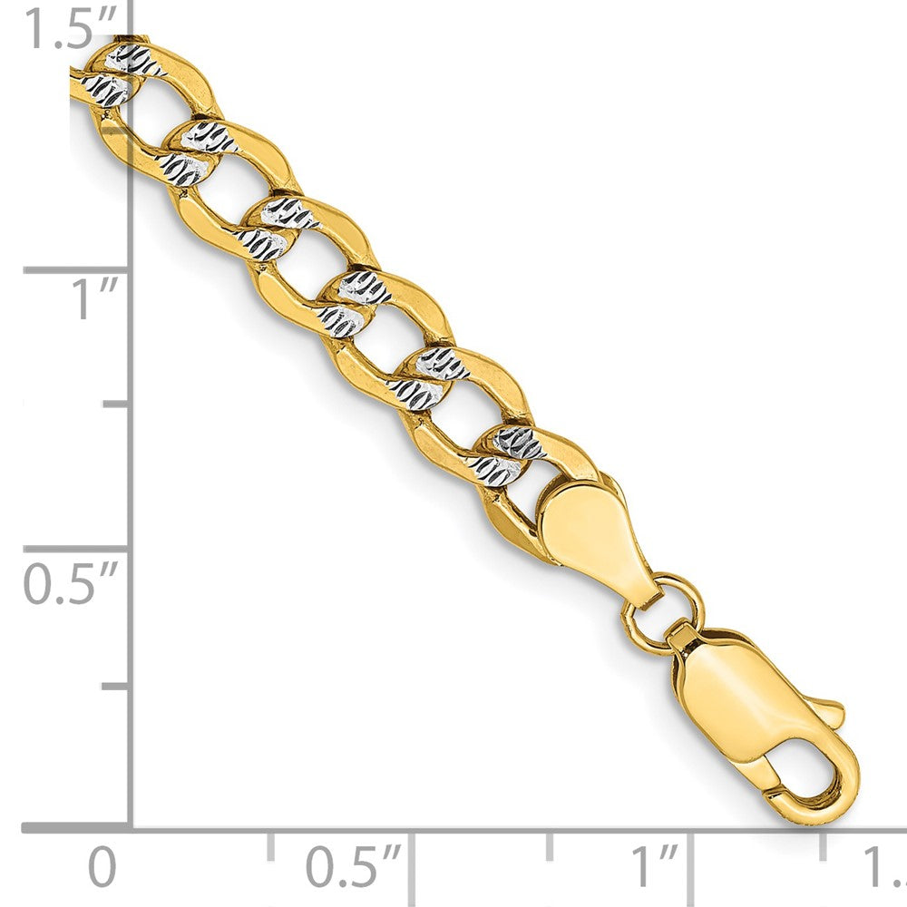 14K Semi-Solid with Rhodium PavÂ Curb with Lobster Clasp Bracelet