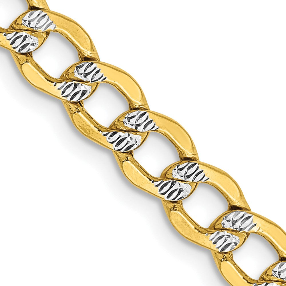 14K Semi-Solid with Rhodium PavÇ Curb with Lobster Clasp Chain