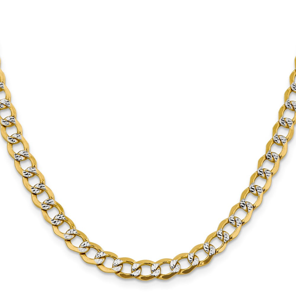 14K Semi-Solid with Rhodium PavÂ Curb with Lobster Clasp Chain