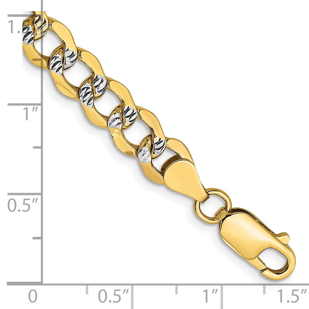 14K Semi-Solid with Rhodium PavÂ Curb with Lobster Clasp Bracelet