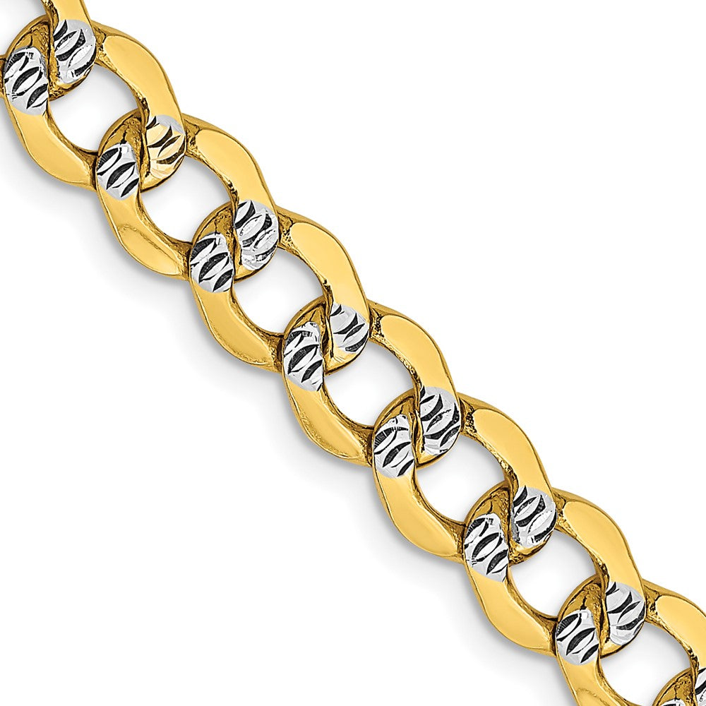 14K Semi-Solid with Rhodium Pav√á Curb with Lobster Clasp Chain