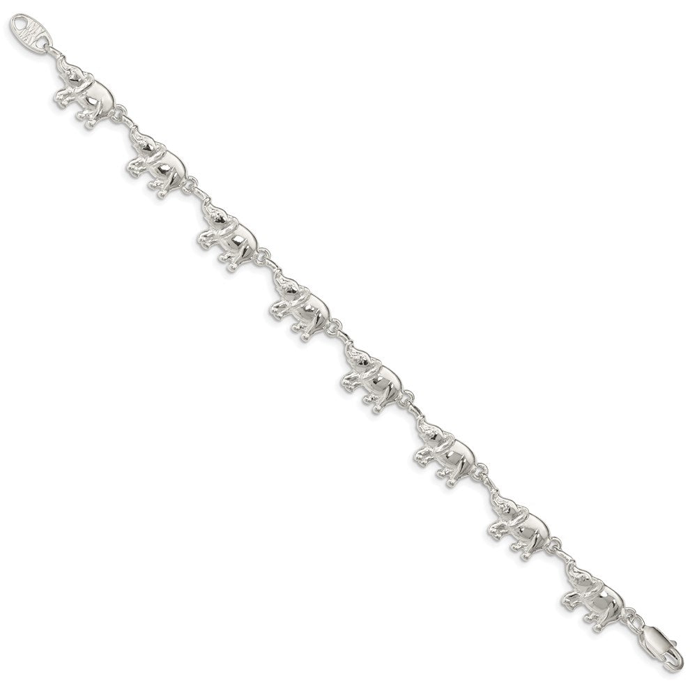 Sterling Silver Polished Elephants Bracelet