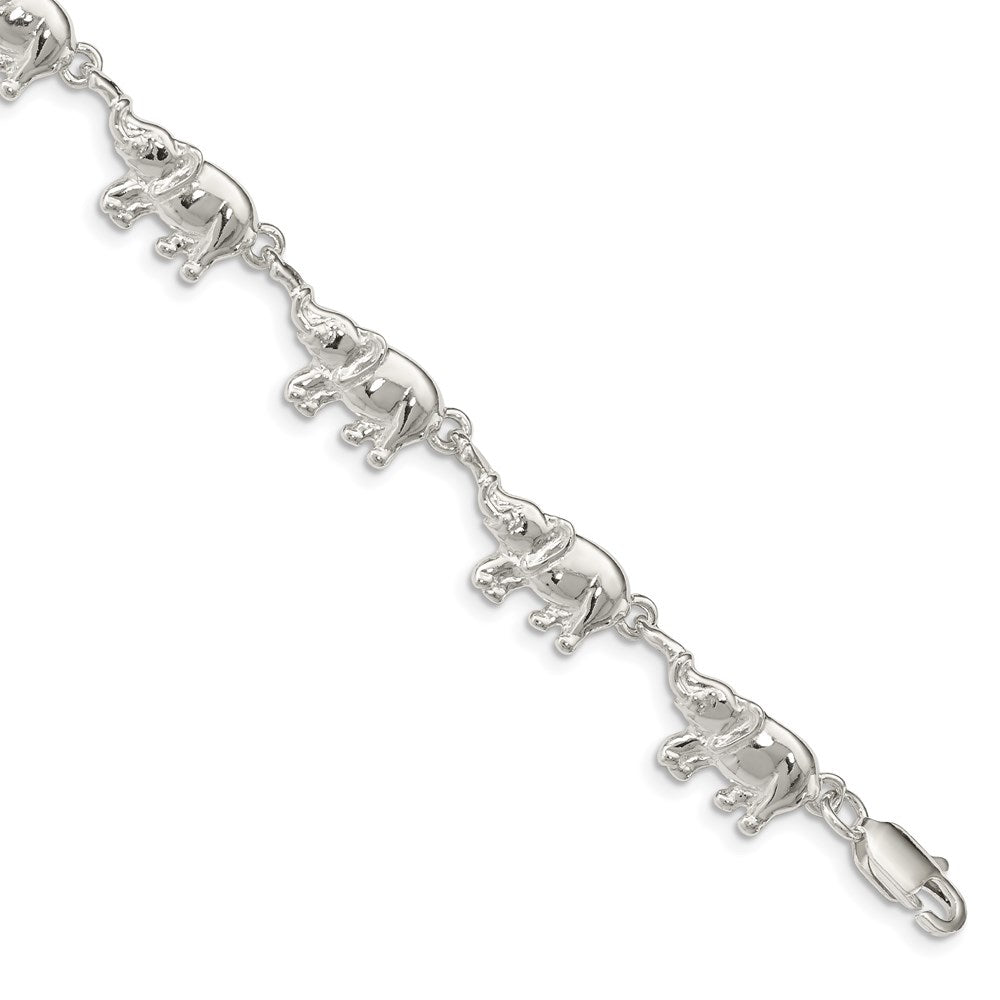 Sterling Silver Polished Elephants Bracelet