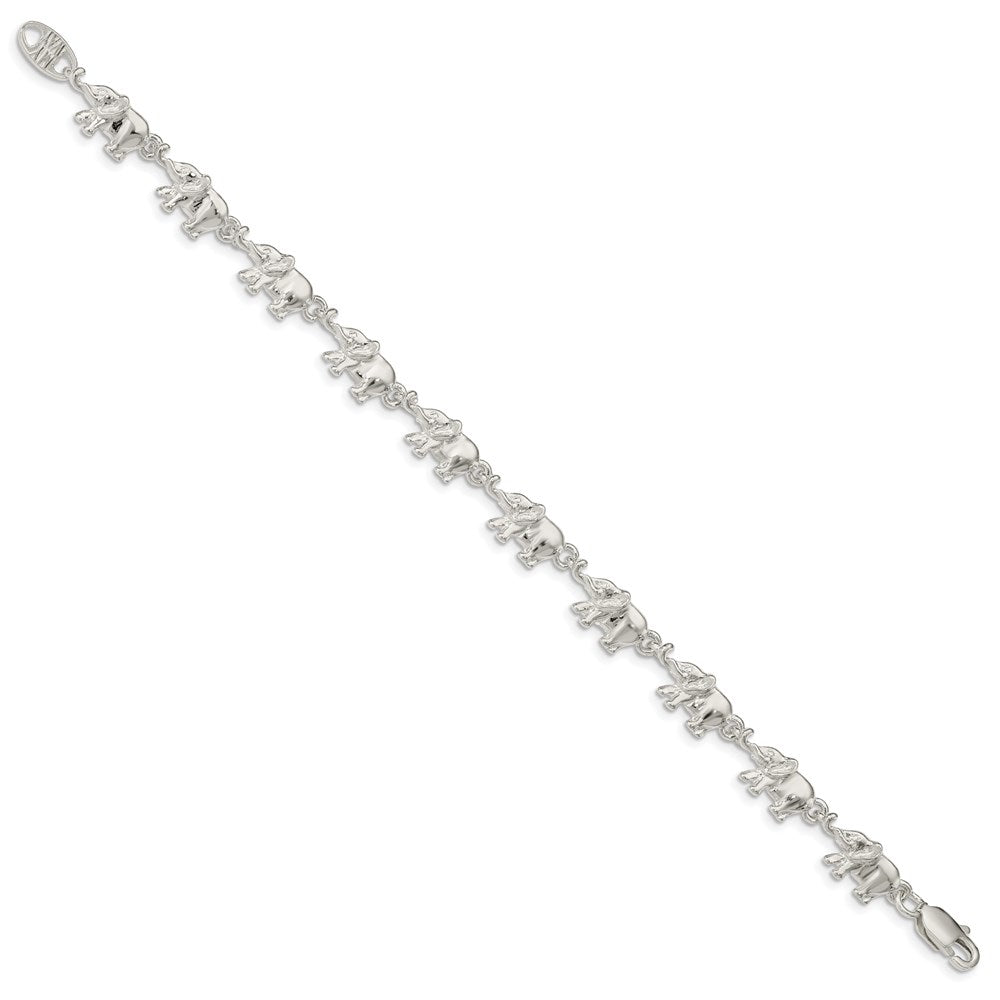 Sterling Silver Polished Elephants Bracelet