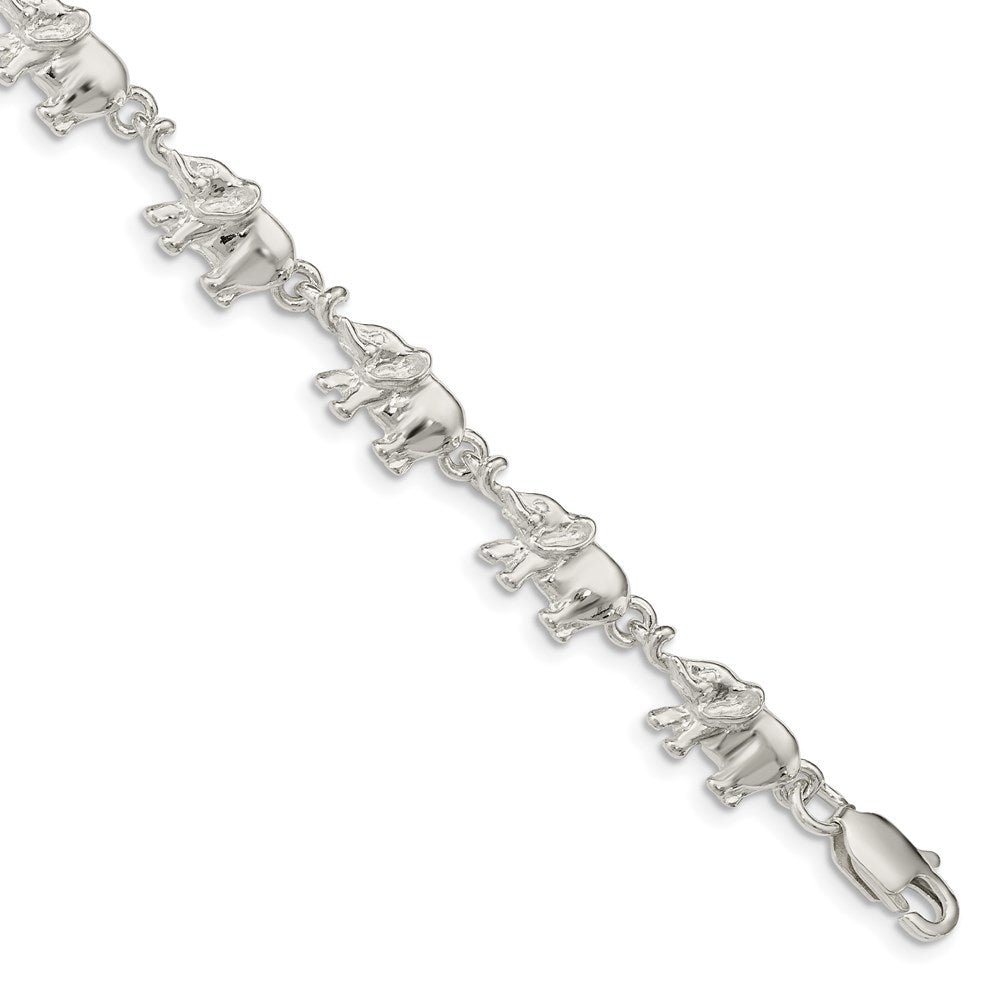 Sterling Silver Polished Elephants Bracelet