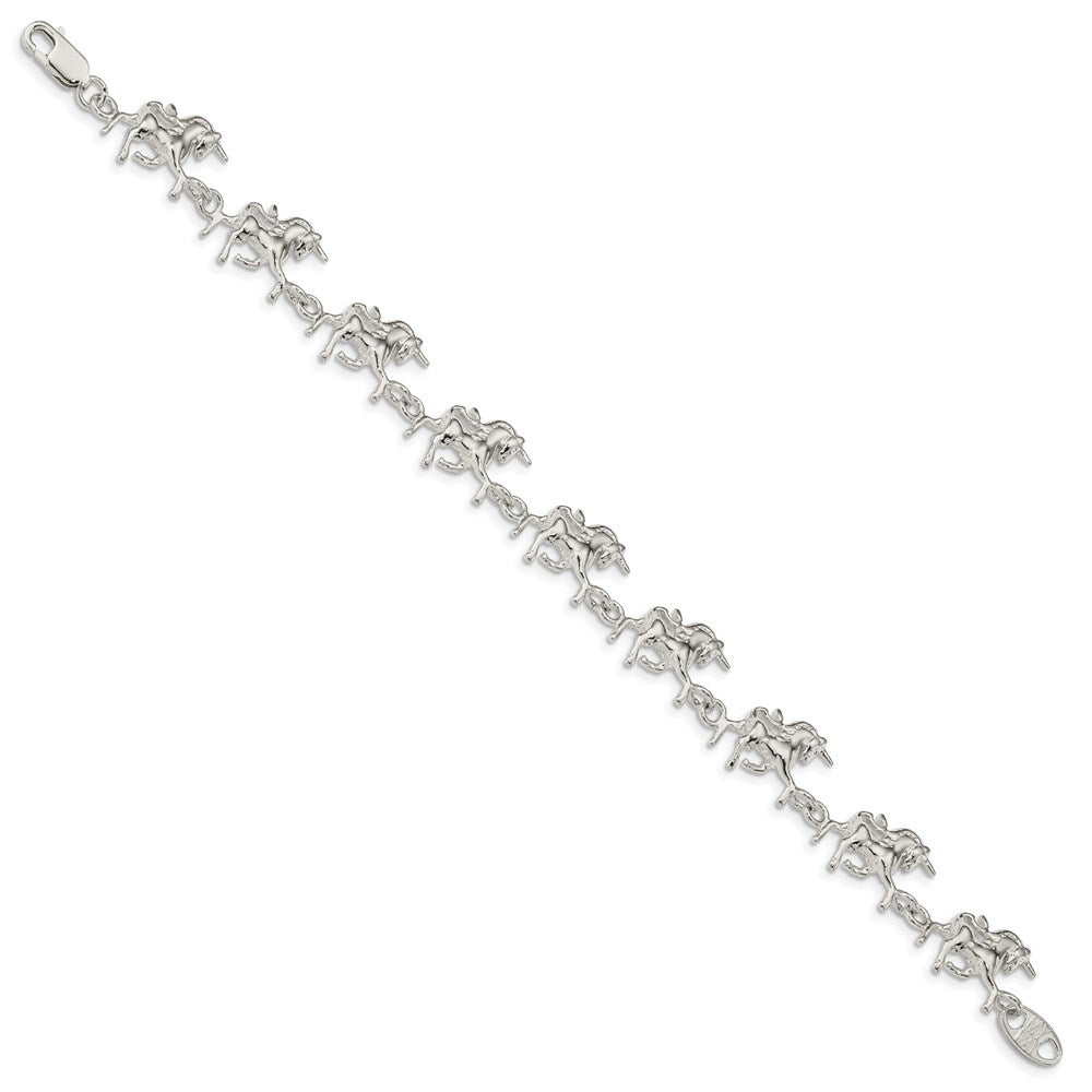 Sterling Silver Polished Unicorns Bracelet