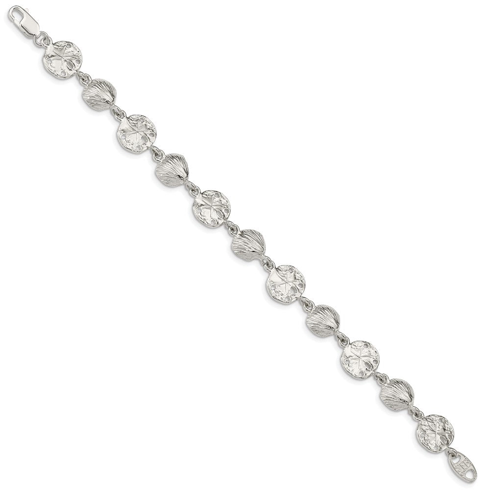 Sterling Silver Polished Seashells and Sand Dollars Bracelet