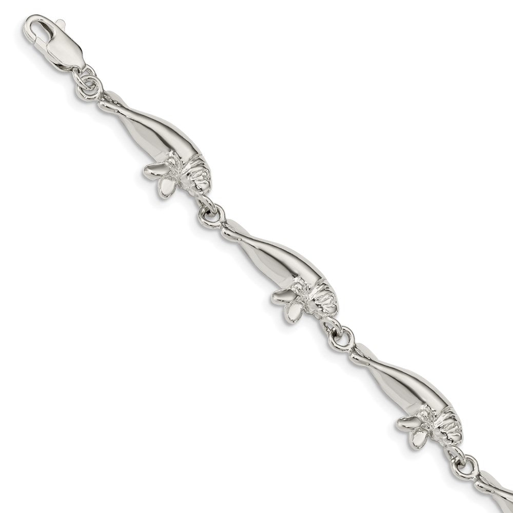 Sterling Silver Polished Manatees Bracelet