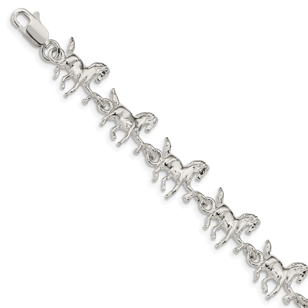 Sterling Silver Polished Horses Bracelet