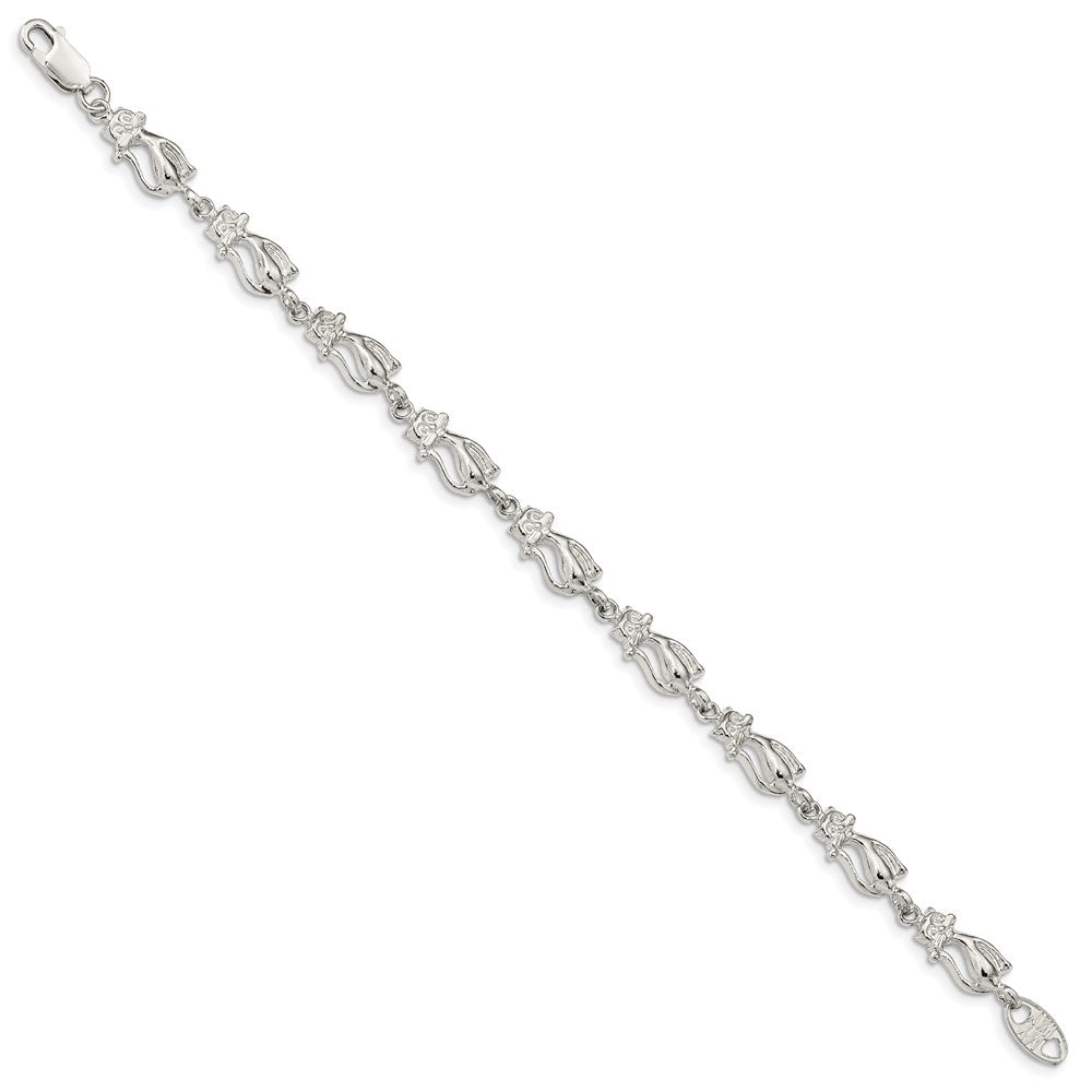 Sterling Silver Polished Cats Bracelet