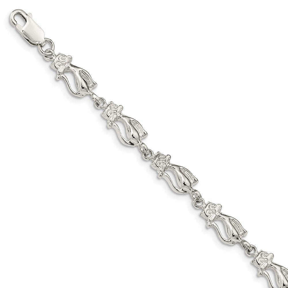 Sterling Silver Polished Cats Bracelet
