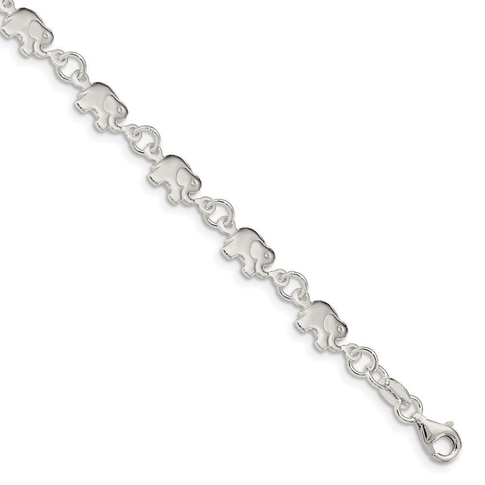 Sterling Silver Polished Elephants Bracelet