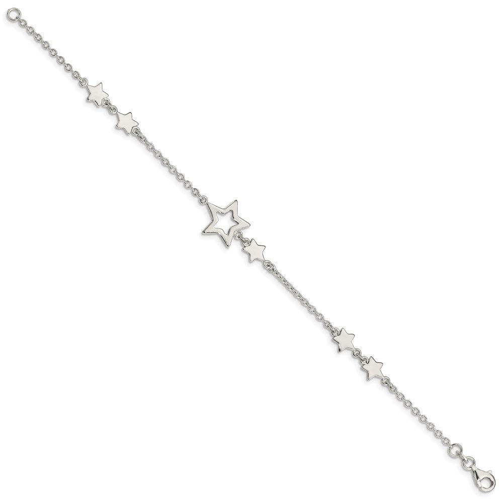 Sterling Silver Polished Stars Bracelet