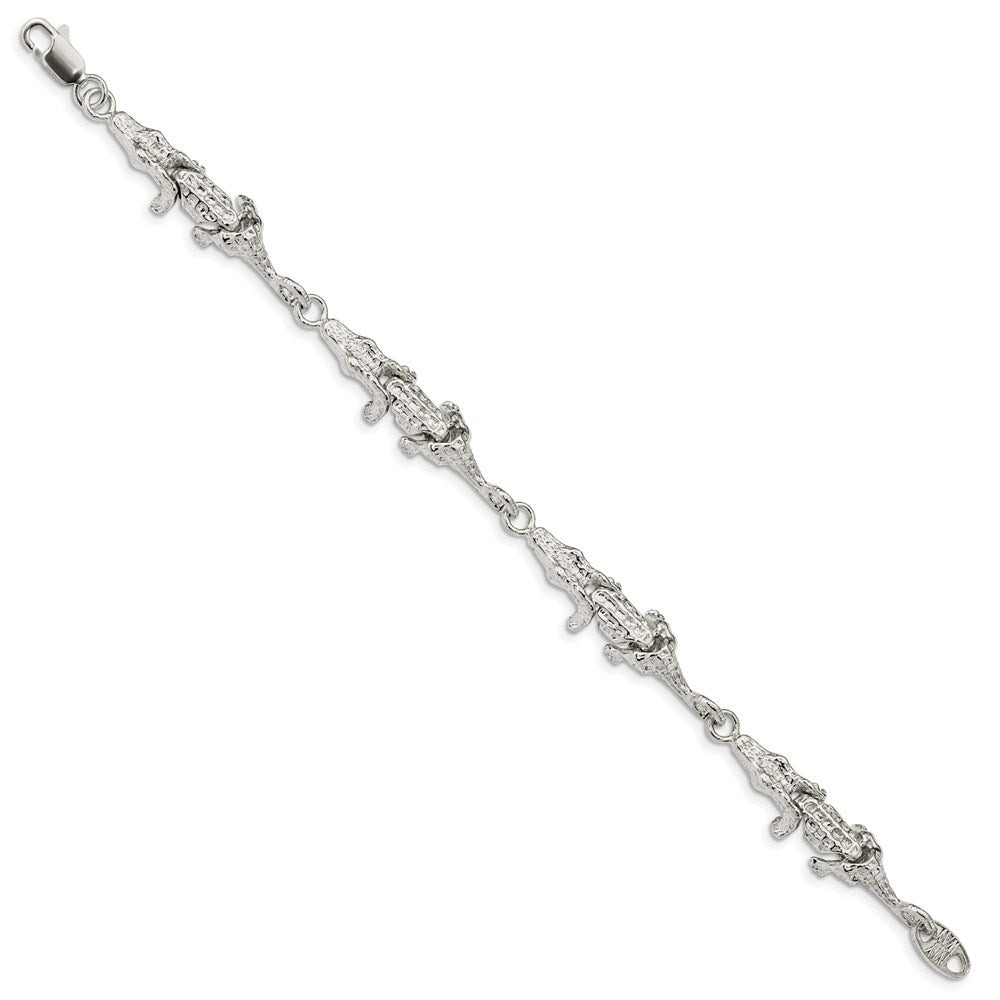 Sterling Silver Polished Alligators Bracelet