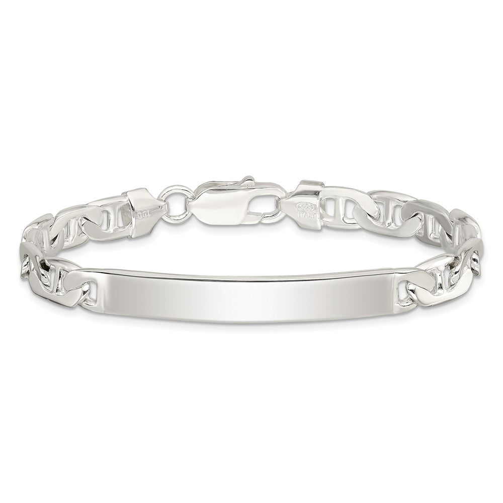 Sterling Silver Polished Engravable Anchor Link 41x Plate ID Bracelet