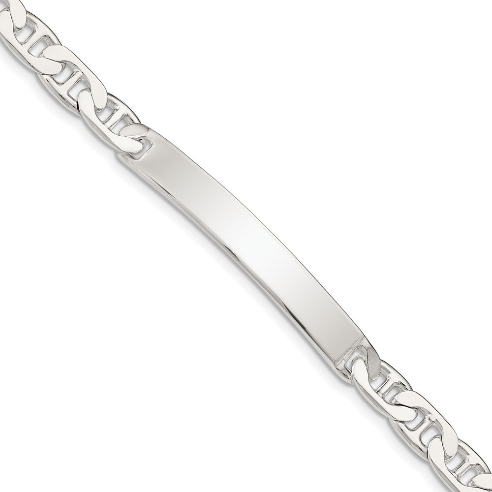 Sterling Silver Polished Engravable Anchor Link 41x Plate ID Bracelet