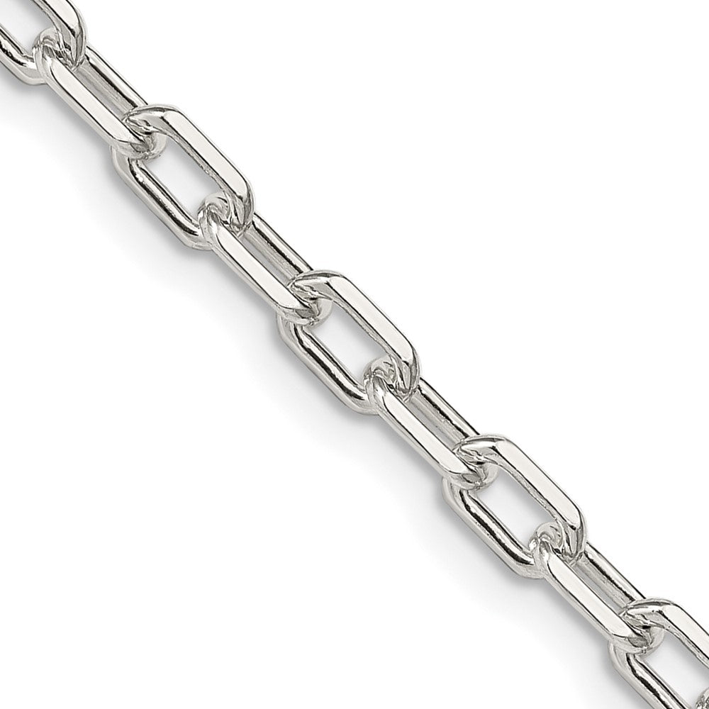 Amore La Vita Sterling Silver Rhodium-plated Polished Diamond-cut Open Link Cable with Lobster Clasp Charm Bracelet