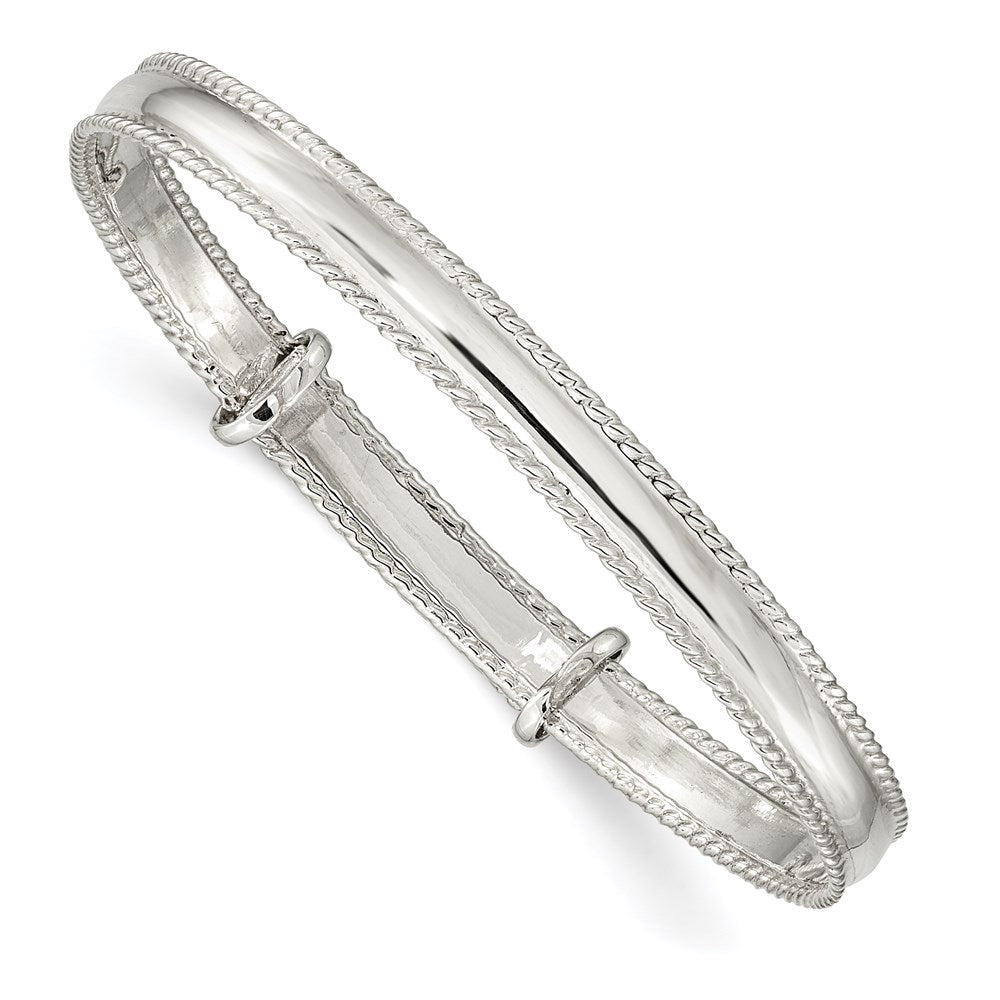 Sterling Silver Polished Milgrain Adjustable Children's Bangle