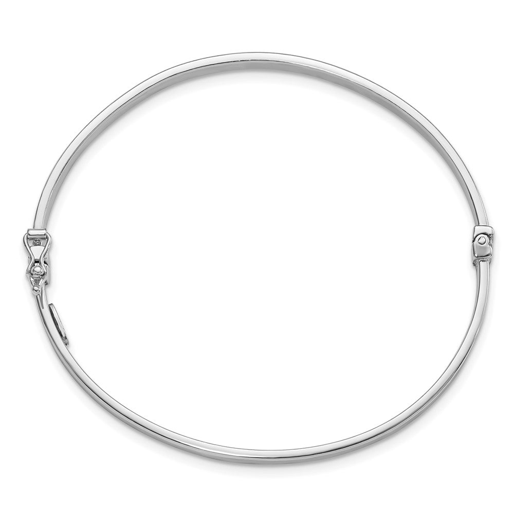 Sterling Silver Rhodium-plated Polish/Textured Hinged Bangle