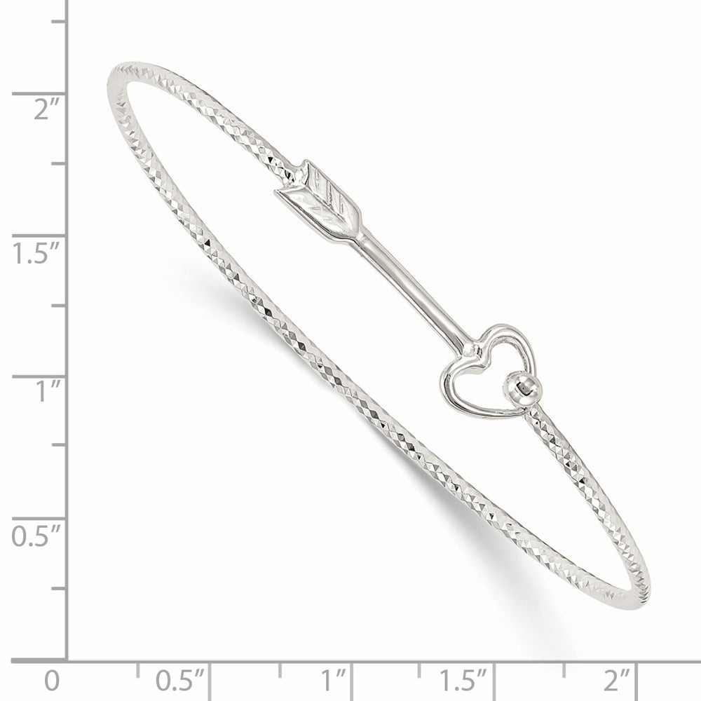 Sterling Silver Diamond Cut Arrow Interlocking Bangle Bracelet