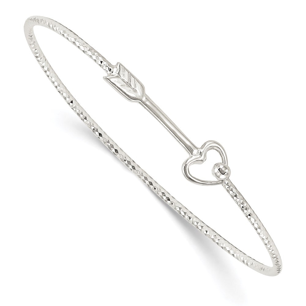 Sterling Silver Diamond Cut Arrow Interlocking Bangle Bracelet