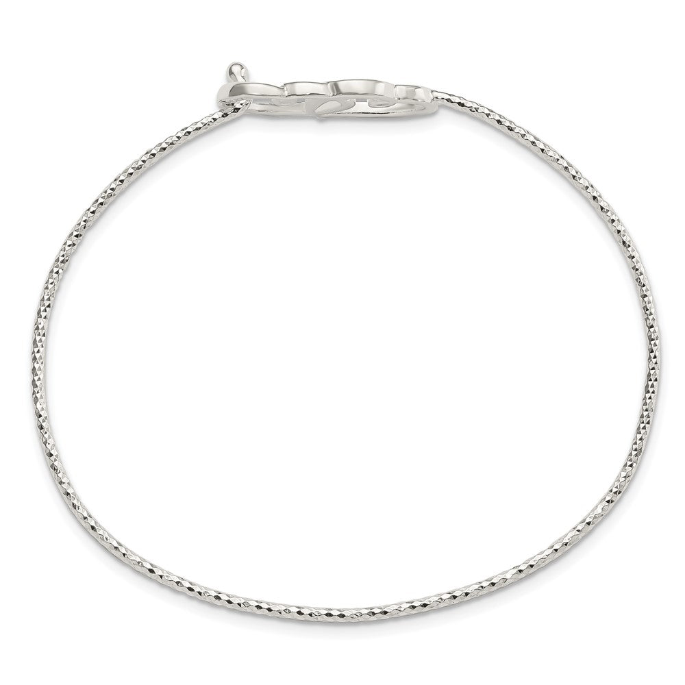 Sterling Silver Diamond Cut Double Heart Interlocking Bangle Bracelet