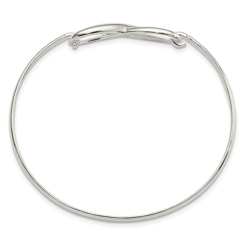Sterling Silver Polished Infinity Hook Closure Bangle Bracelet
